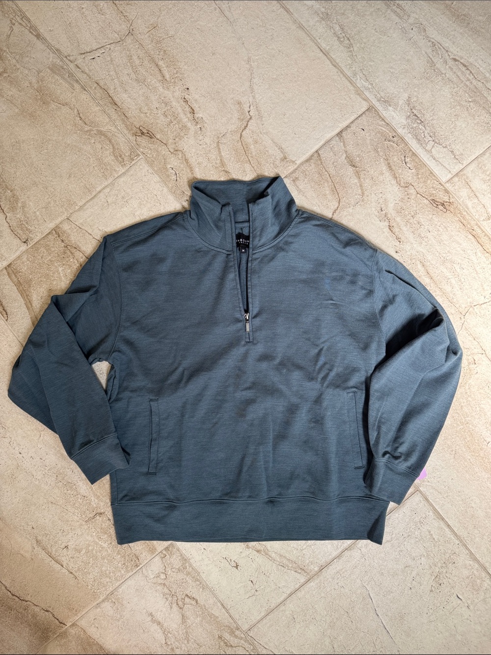 Unbound Merino Wool Men's Half-Zip Pullover Sweater in Slate Blue